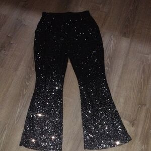 Black Sequin Flare Pants